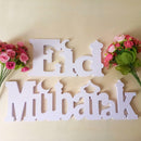 Eid Mubarak Wooden Letter Ornament Islamic Ramadan Dining Party Decors Supply