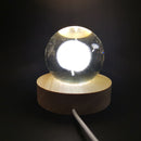 Wooden Base Night Light Crystal Ball Table Lamp Home Decor (125mm White)