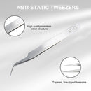 Stainless Steel Tweezers - Precision Curved Pointed Tip Isolating for Solderi
