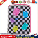 Girl Cartoon PU Checkerboard Pattern Tablet Case Zipper Clutch (Black) Newly
