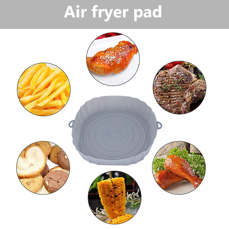 Silicone Air Fryer Liner Reusable Oven Baking BBQ Fryer Non-Stick Pan Mat 7"