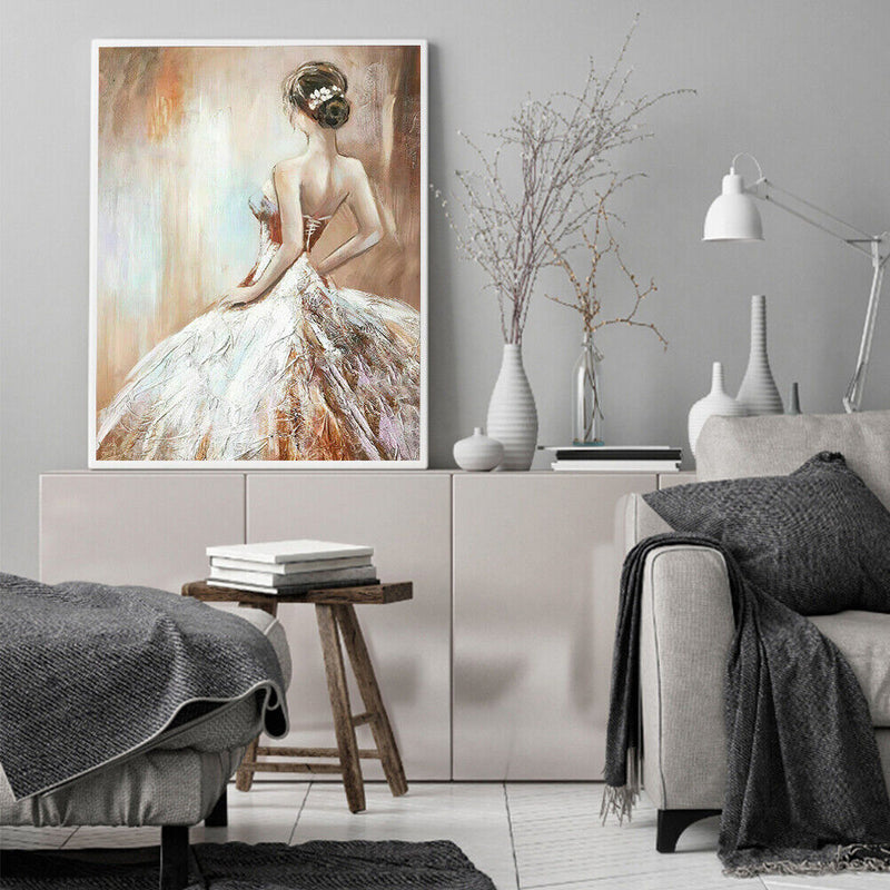 Frameless Oil Paint By Numbers Girl Back DIY Canvas Picture Kits (X720)