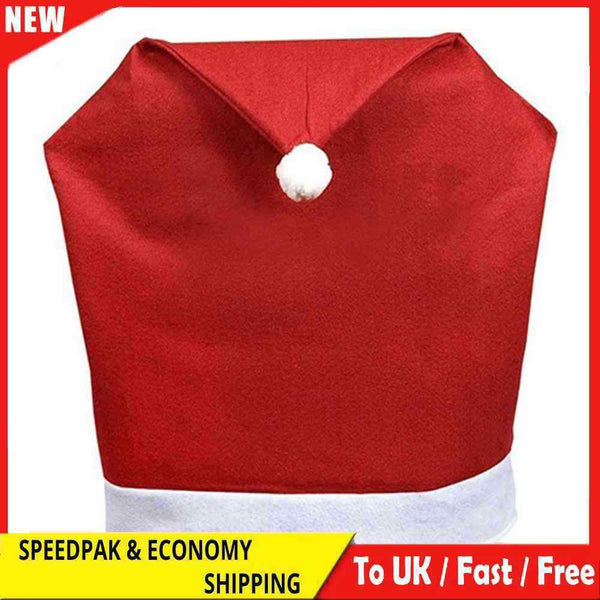 Xmas Santa Hat Chair Back Cover Home Party Dinner Table Art Decorative Case