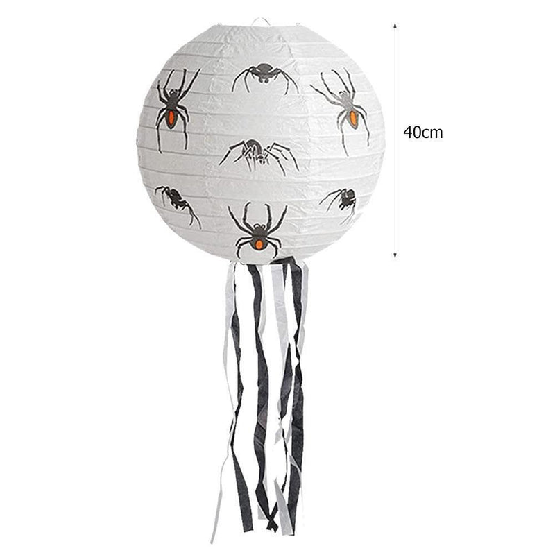 Halloween White Spider Paper Lanterns Reusable for Ghost Festival Items (40