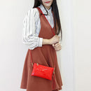 Women Zipper Shoulder Bag PU Sequins Crossbody Mini Clutch Wristlets/Red