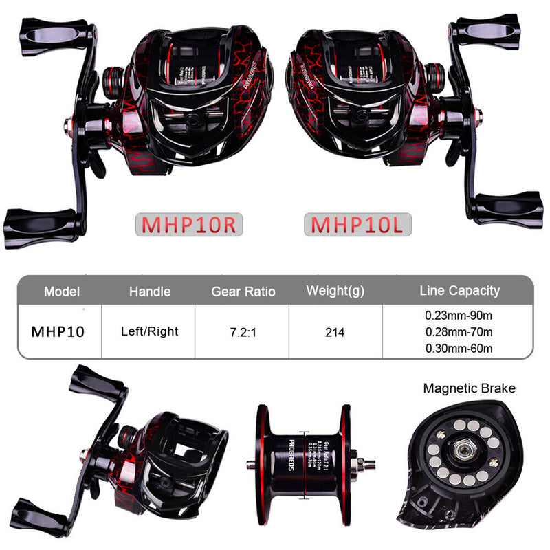 Baitcasting Fishing Reel 7.2:1 10kg Max Drag Sea Fishing Wheel (MHP10L) Newly