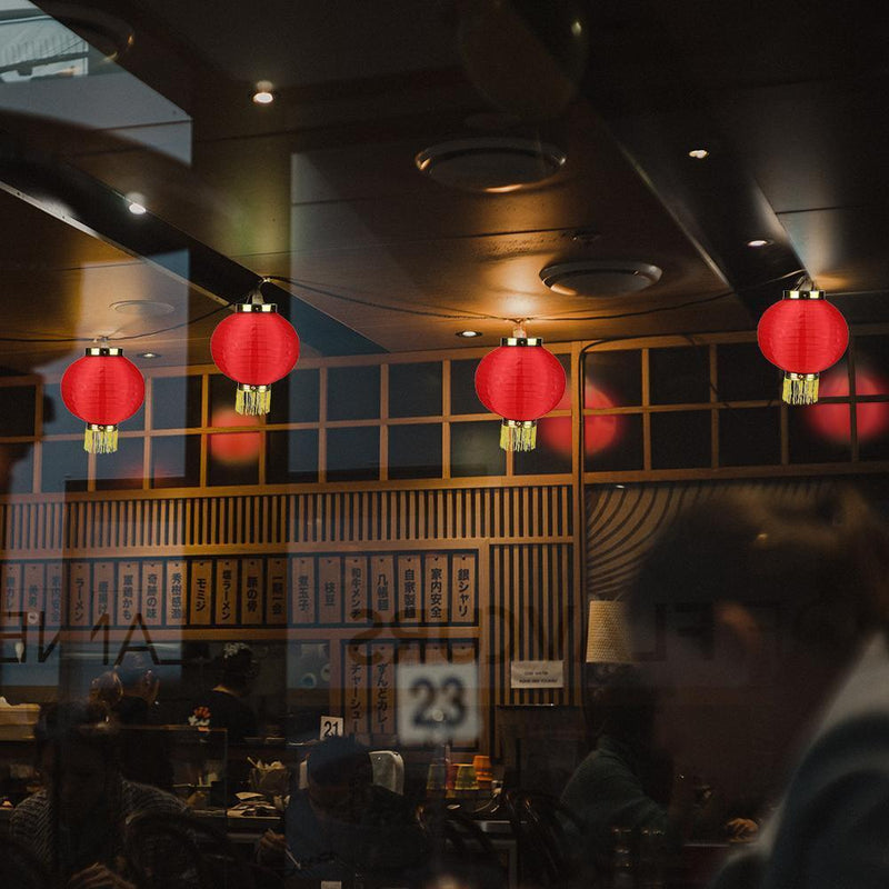 10 inch Foldable Round Cloth Lantern Waterproof Festival Lanterns with Tassel