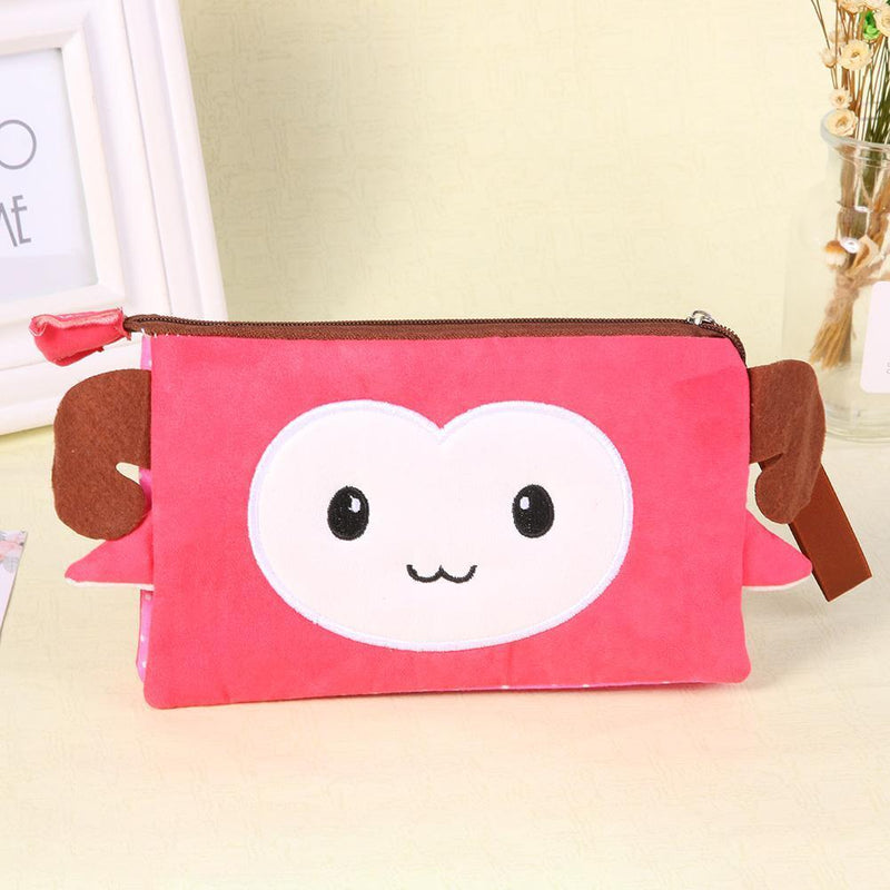 Cute Animal Pattern Pen Bags Kids Boys Girls Student Pencil Bags (Pink)