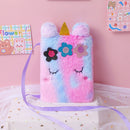 Fashion Children Cartoon Print Plush Coin Purse Fluffy Phone Messenger Bags