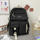 #A Simple Canvas Backpack Large Capacity College Student Hit Color Laptop School
