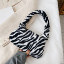 Autumn Female Shoulder Handbag Retro Top-handle Money Purse Plush Underarm Bags