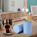 Leather Makeup Brush Holder Travel Cosmetic Pens Storage Cup Case (Blue) Newly