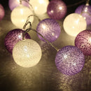 20LED Cotton Ball String Light Fairy Wedding Christmas Party Decor (Purple)