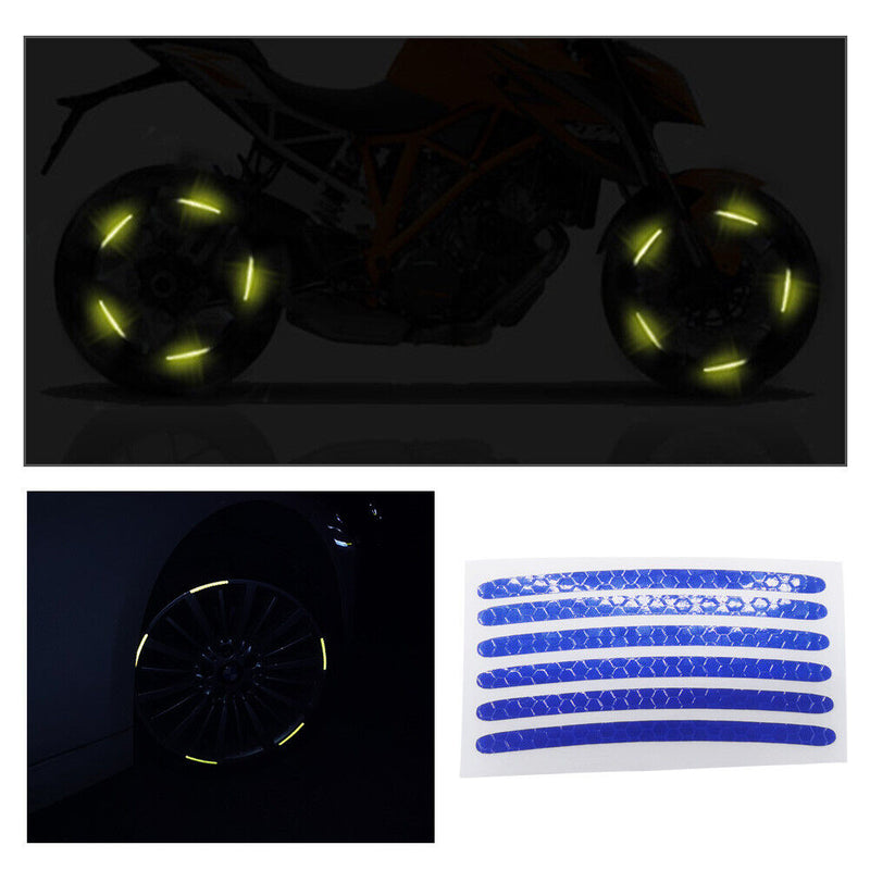 24pcs Wheel Hub Stickers Reflective Tire Rim Tape Strips for Bike Motorcycl