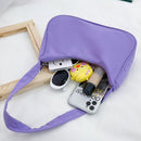 Fashion Solid Color Underarm Bag Women Zipper Nylon Hobos Bags (Purple)