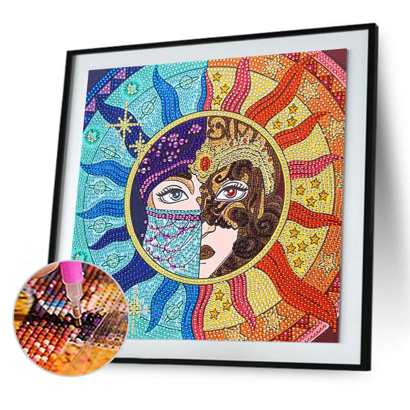 5D DIY Masked Sunflower Girl Partial Special Shaped Drill Diamond Painting