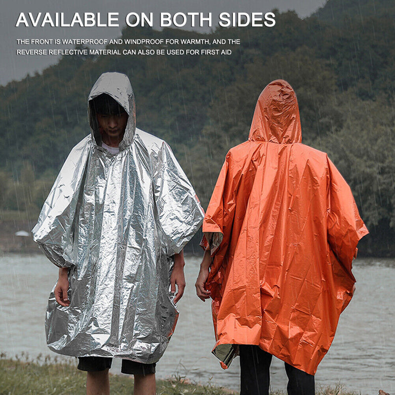 Waterproof Hooded Rain Poncho Raincoat Outdoor Hiking Bike Cycling Rainwear UK