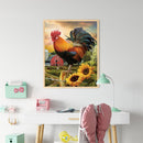 Full Cross Stitch 11CT Cotton DIY Rooster Counted Embroidery Hanging Painting