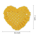 Pure Handmade Heart Love Macrame Cup Pad Cotton Rope Braid Mug Mat (Yellow)