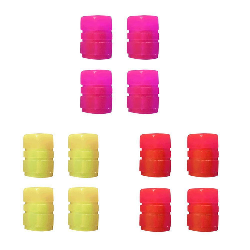 4pcs Luminous Tire Cap Tire Rim Stem Cap Rim Stem Covers for Motorcycles (Pink)