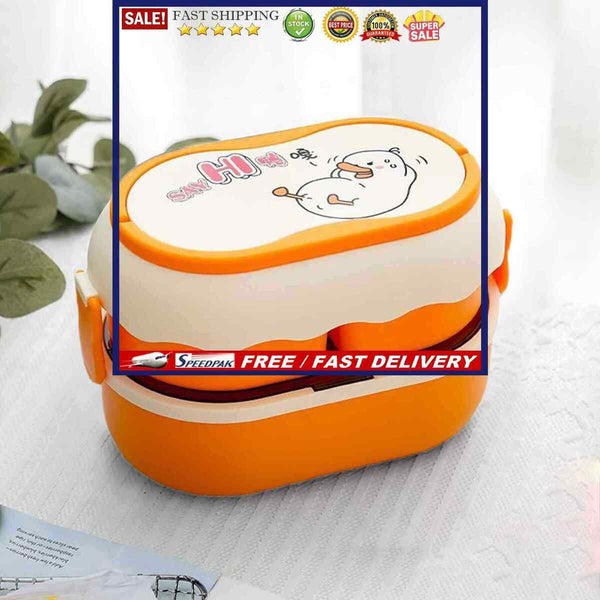Double Layer Dinnerware Large Capacity Food Storage Container Cartoon for School