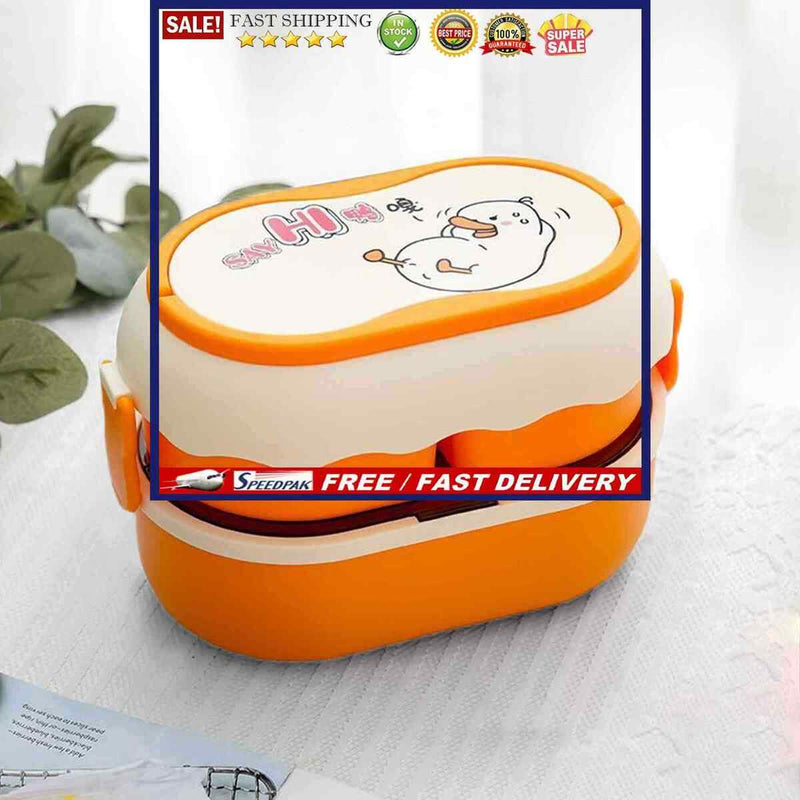 Double Layer Dinnerware Large Capacity Food Storage Container Cartoon for School