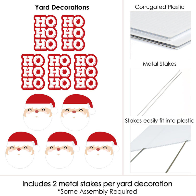Christmas Yard Decorations Outdoor Santa Xmas Pathway Garden Stakes Set of 10