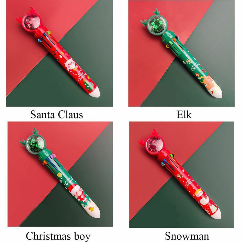 Elementary School Ten Color Pen Christmas Ballpoint Pen Stationery Santa Claus