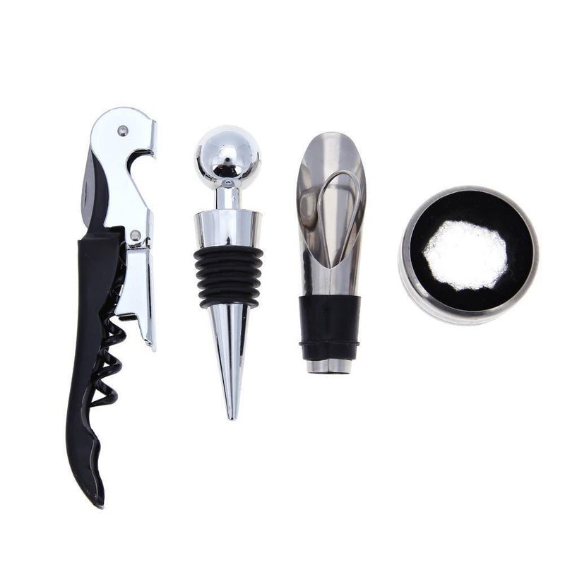 4pcs/set Red Wine Opener Stainless Steel Pourer Wine Ring Bottle Plug