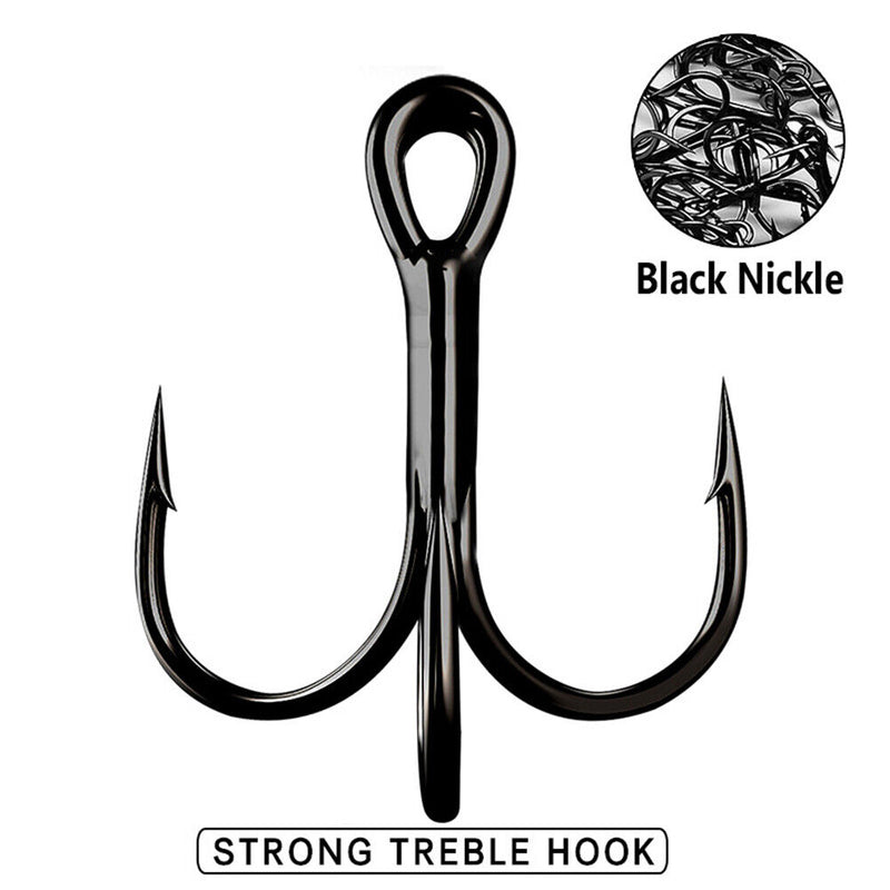 10pcs Fishing Triple Hook High Carbon Steel Sharp Barbed Fishhook Fishing Tac