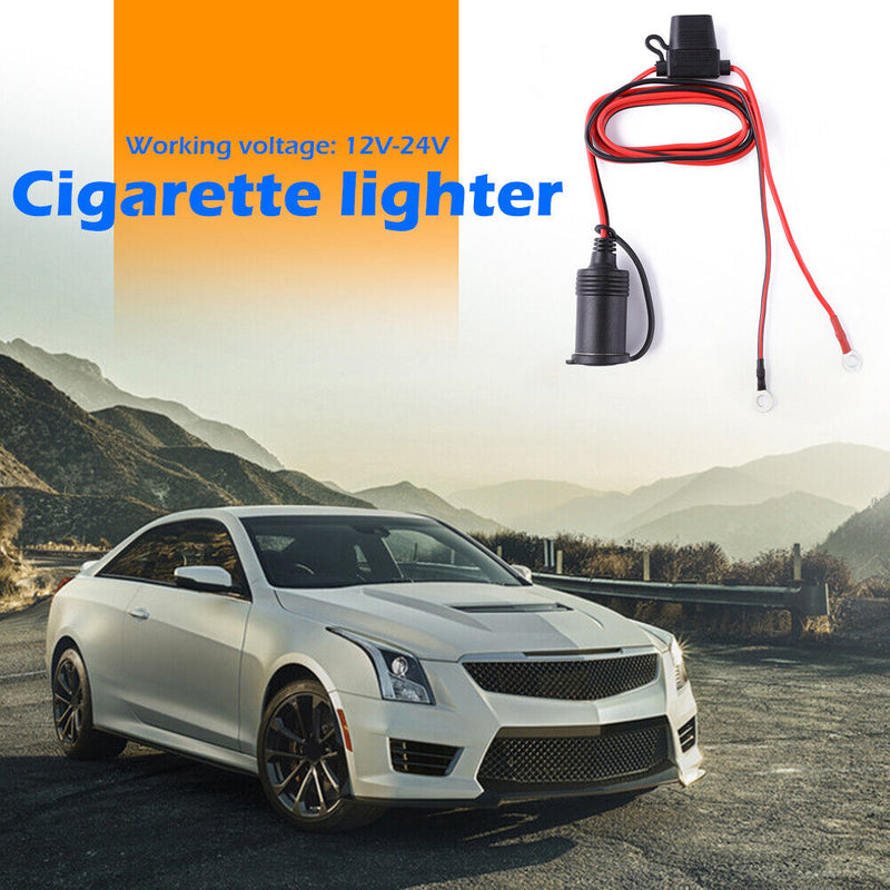 Car Cigarette Lighter Socket with 10A Fuse+Wire for Motorcycle Truck DC 12-24V