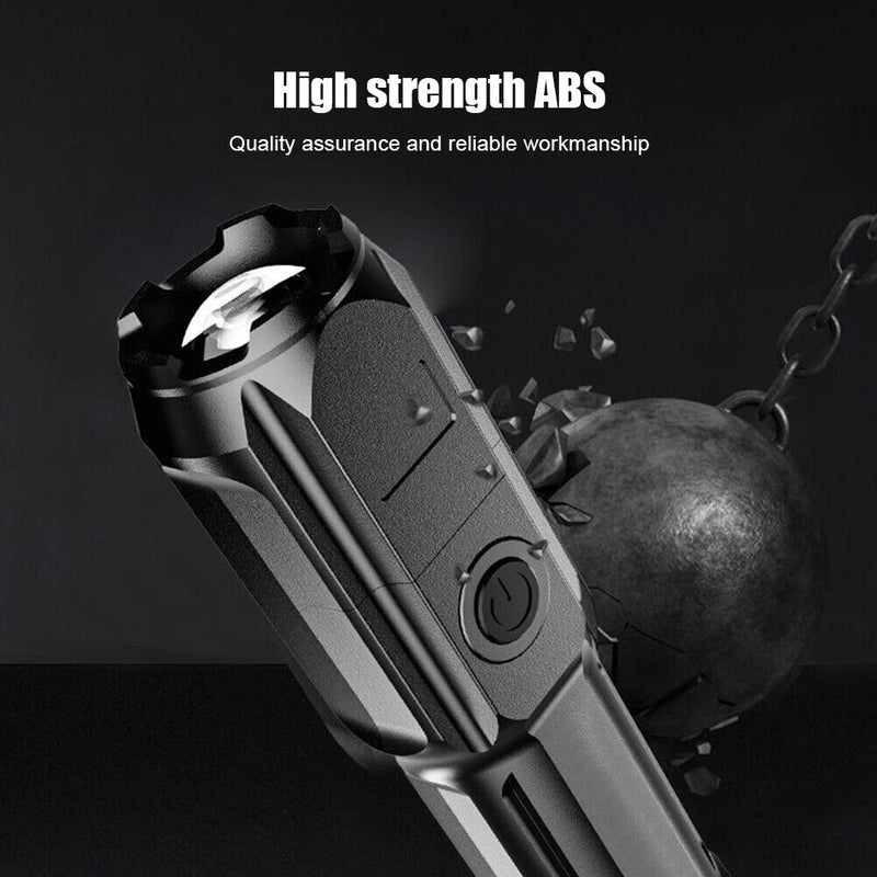 Portable ABS Flashlight Lamp with 1200mAh Built-In Battery Torch Lantern Light
