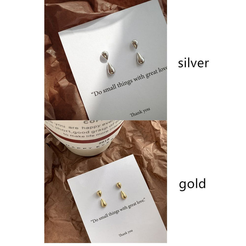 water Color preserving Women Water Drop Earrings Small Two wear Smooth surface