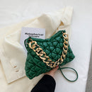 Fashion Pleated Women Shoulder Handbags Chain PU Leather Messenger Clutch Bag