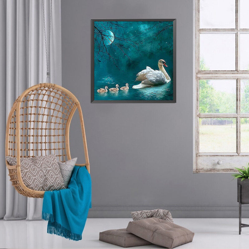 5D Diamond Painting Kit Swan Lake Full Round Drill Rhinestone DIY Wall Arts