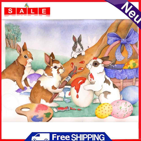 Easter Bunny Oil Paint By Numbers Kits DIY Canvas Holiday Drawing for Adults Kid