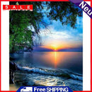 11CT Counted Full Cross Stitch Sunset Beach DIY Embroidery Home Decoration Gifts