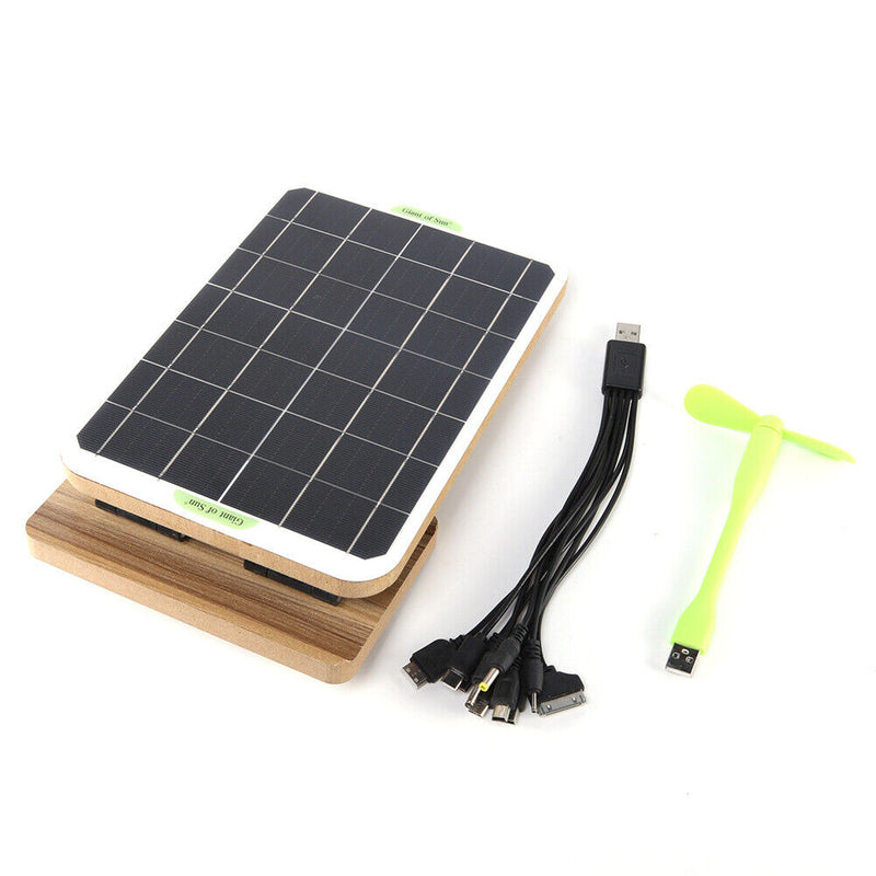 Solar Panel Foldable Wooden Base Camping Accessories Emergency Charging Pan