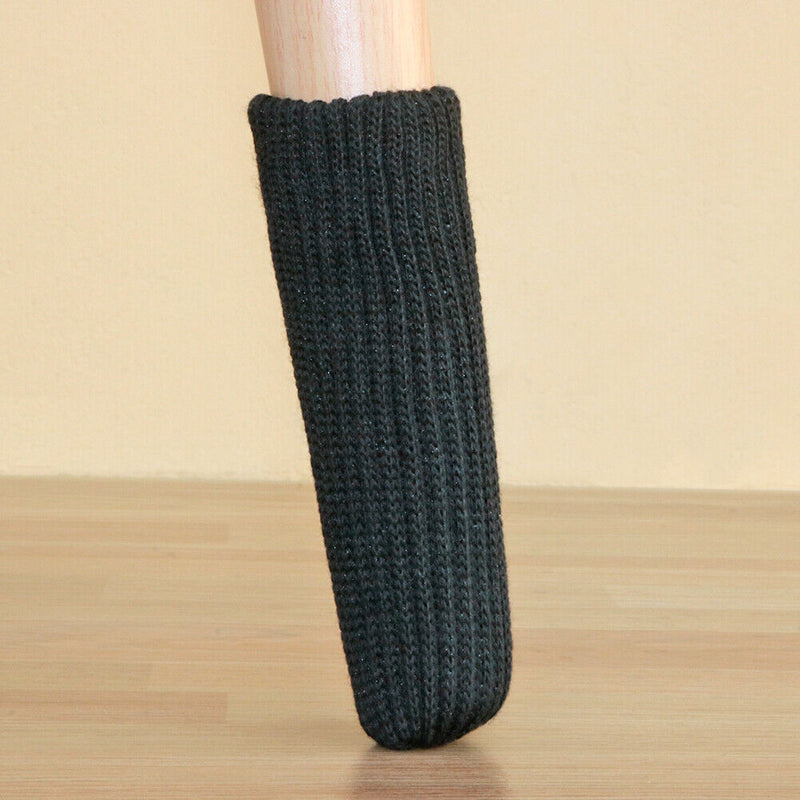 4pcs/set Pure Chair Feet Sock Thickened Table Leg Knitted Cover (Black)