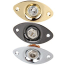 2x Electric Bass Guitar Jack 1/4 Output Input Socket with Oval Plate Black