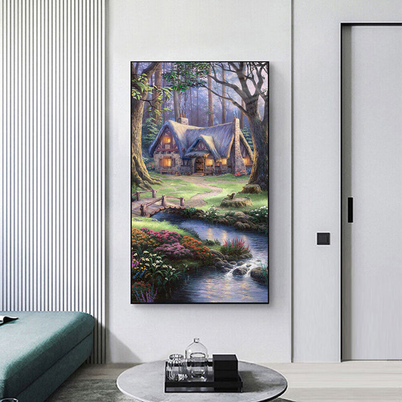 DIY Full Round Drill Drawing Diamond Painting Kit 5D Forest Hut Art Ornaments
