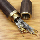 Portable Wooden Box Leather Knitting Craft DIY Sewing Needle Storage Container