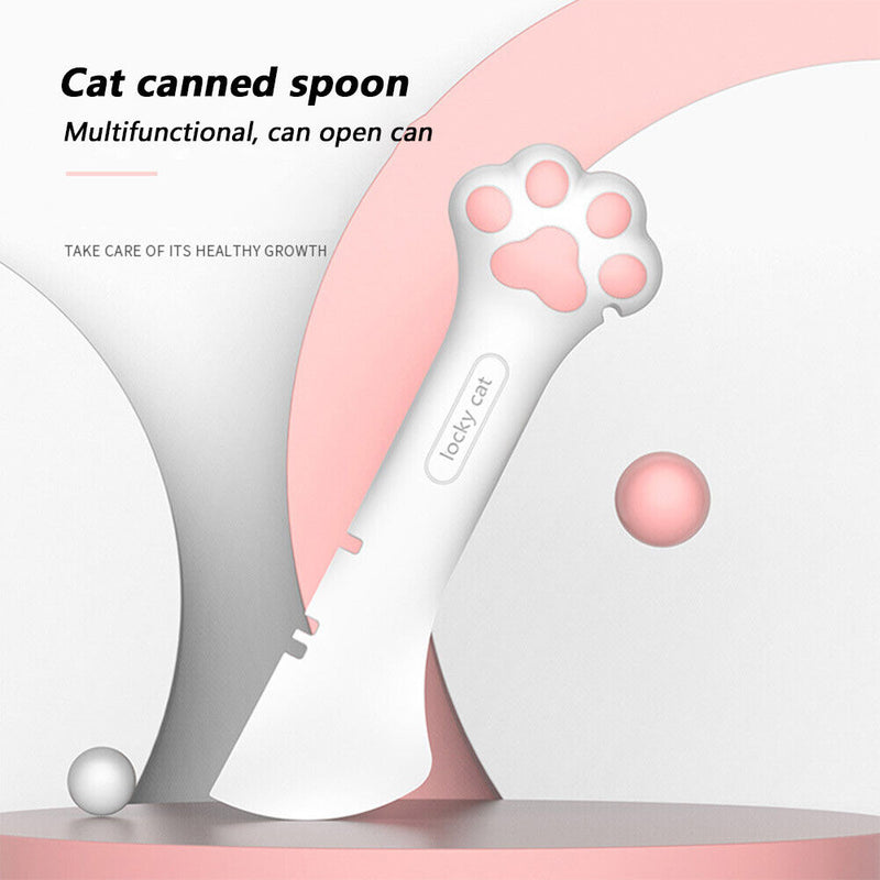 Multifunction Pet Canned Spoon Jar Opener Cat Dog Food Scoop Feeder (White)