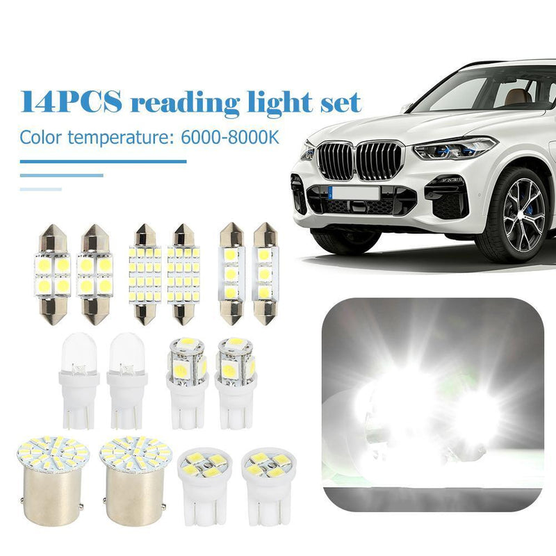 14Pcs LED Interior Package Kit For T10 36mm Map Dome License Plate Lights Newly