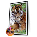 5D DIY Diamond Painting Tiger Mom and Son Full Round Drawing Home Decoration