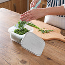 Drain Sealed Crisper Ginger Garlic Onion Food Storage Cleaning Box (Grey) Newly