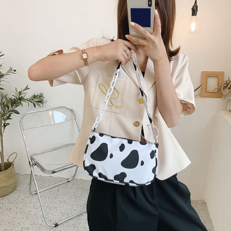 Cow Milk Printed Women Handbag Tote Female Casual Underarm Shoulder Bag (1)