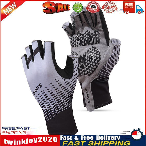 Non-Slip Half Finger Bike Cycling Gloves Sunscreen Fingerless Gloves (M) Newly