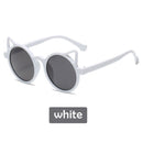 Kids Cute Sunglasses Cat Ear Girl Boys UV Protection Eyeglasses (White)