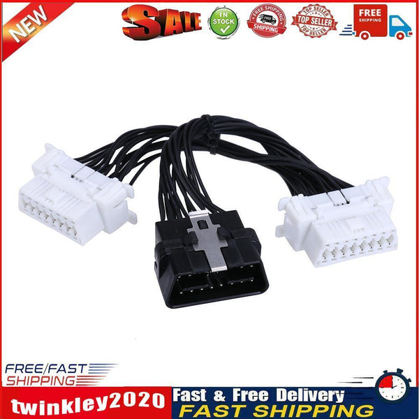 OBD 2 16pin 1 to 2 Splitter Cable for ELM327 Car Diagnostic Scanner Tool Newly